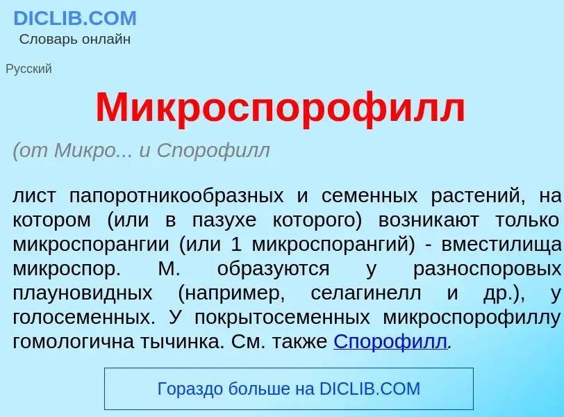 What is Микроспороф<font color="red">и</font>лл - meaning and definition