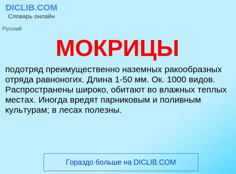 Was ist МОКРИЦЫ - Definition