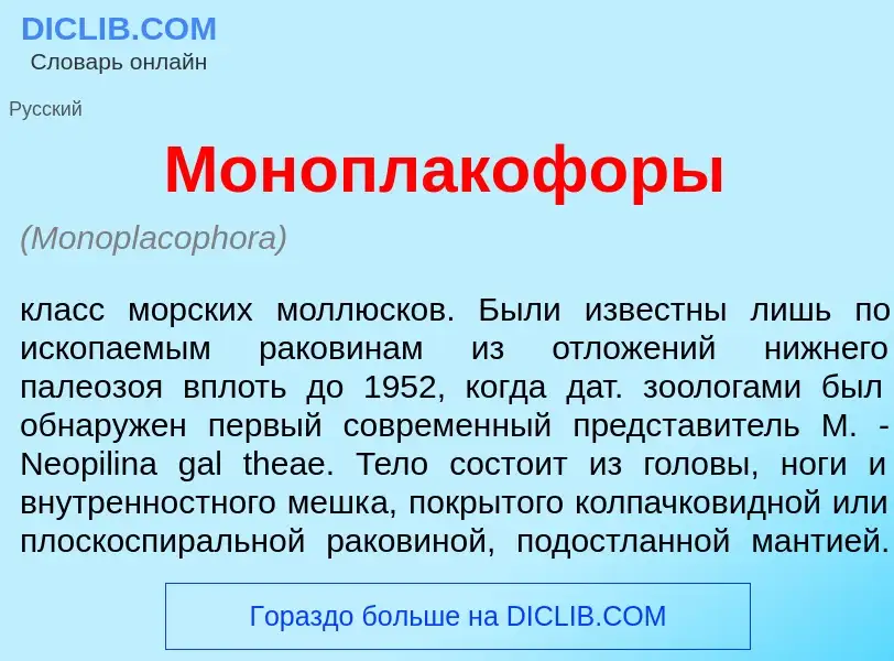 Qu'est-ce que Моноплакоф<font color="red">о</font>ры - définition