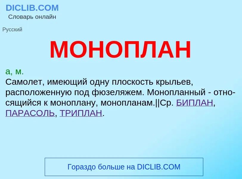 What is МОНОПЛАН - meaning and definition