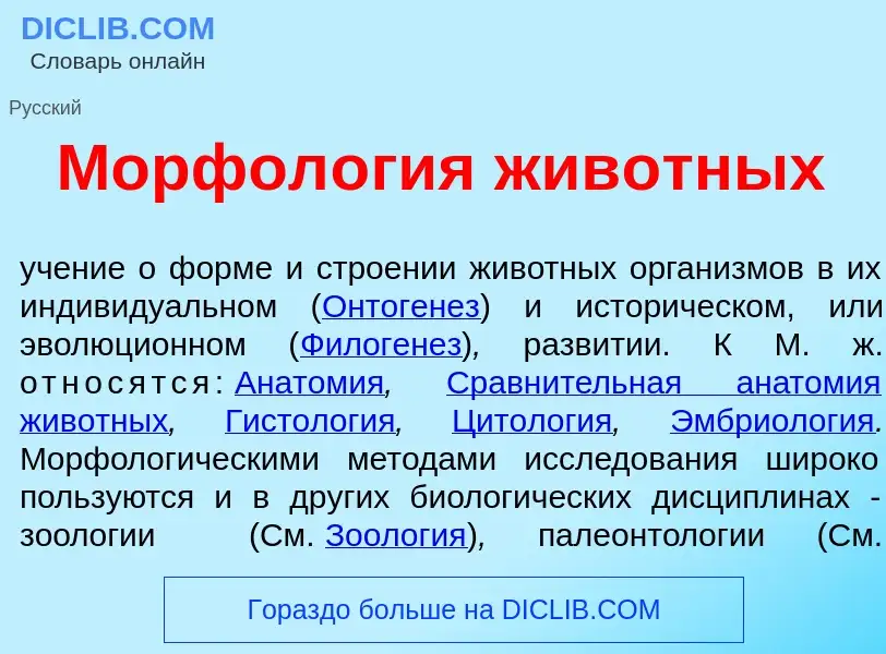 Что такое Морфол<font color="red">о</font>гия жив<font color="red">о</font>тных - определение