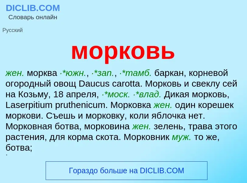 ¿Qué es морковь? - significado y definición