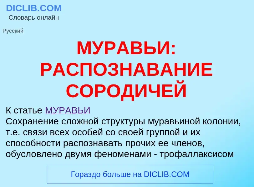 Что такое МУРАВЬИ: РАСПОЗНАВАНИЕ СОРОДИЧЕЙ - определение