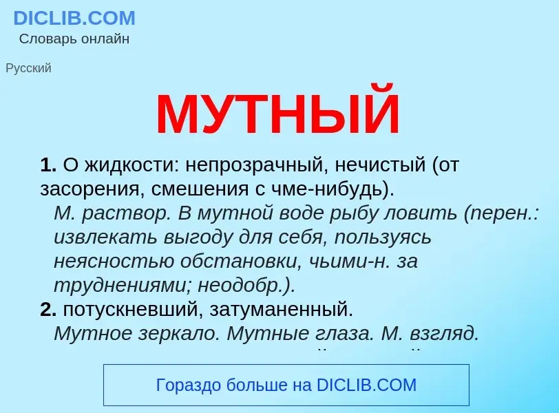 What is МУТНЫЙ - meaning and definition