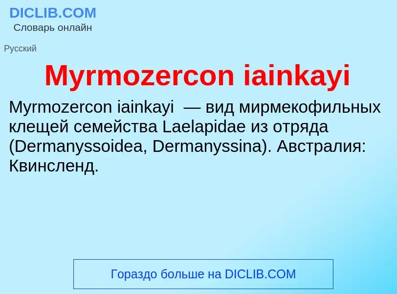 What is Myrmozercon iainkayi - definition