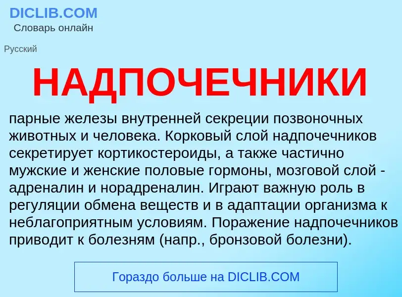 O que é НАДПОЧЕЧНИКИ - definição, significado, conceito