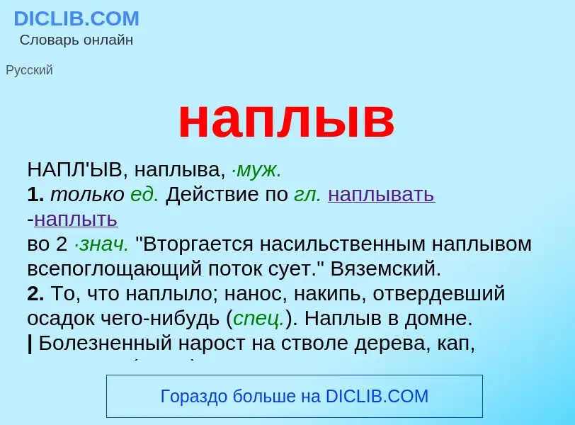 ¿Qué es наплыв? - significado y definición