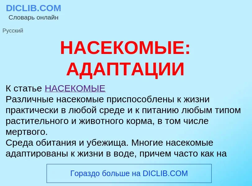 O que é НАСЕКОМЫЕ: АДАПТАЦИИ - definição, significado, conceito