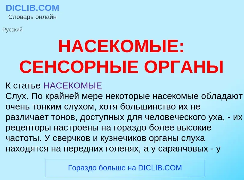 O que é НАСЕКОМЫЕ: СЕНСОРНЫЕ ОРГАНЫ - definição, significado, conceito