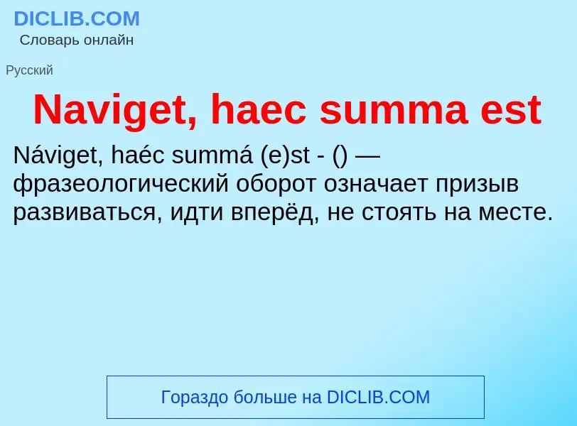 Что такое Naviget, haec summa est - определение