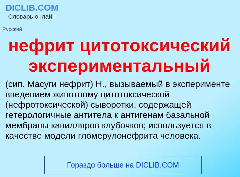 Что такое нефрит цитотоксический экспериментальный  - определение