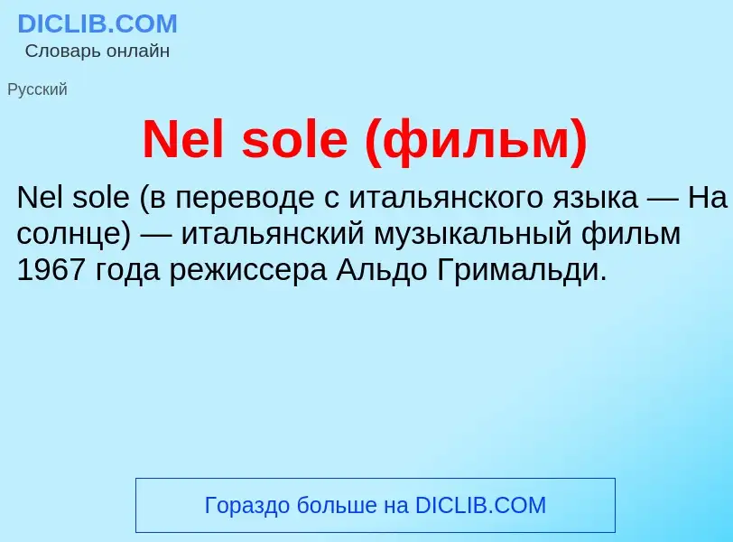 Что такое Nel sole (фильм) - определение