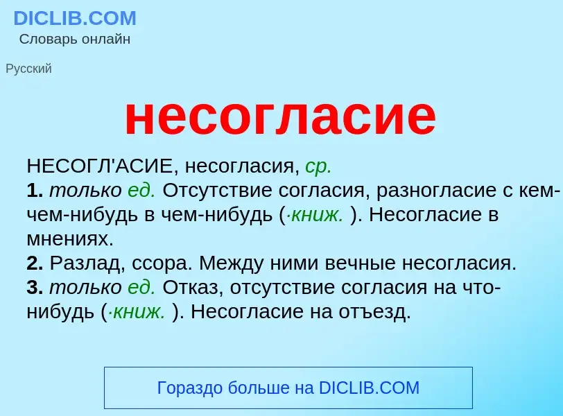 Che cos'è несогласие - definizione