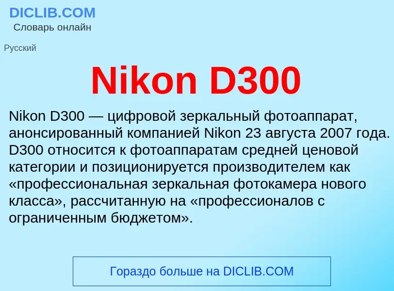 What is Nikon D300 - meaning and definition