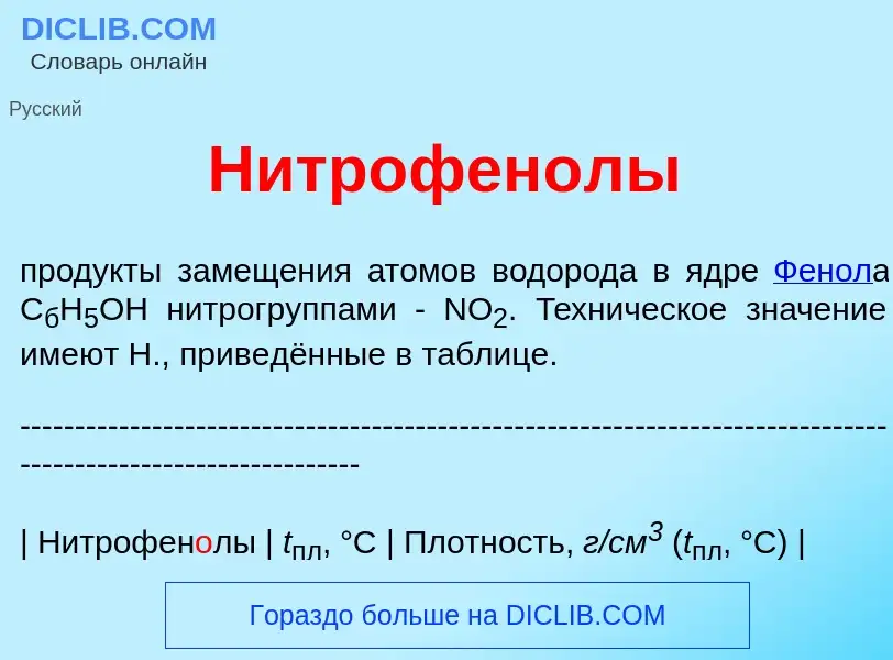 Qu'est-ce que Нитрофен<font color="red">о</font>лы - définition