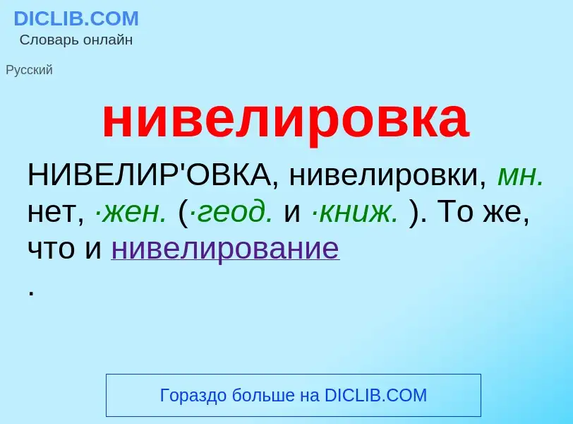 Что такое нивелировка - определение