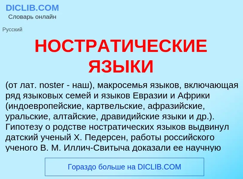 O que é НОСТРАТИЧЕСКИЕ ЯЗЫКИ - definição, significado, conceito