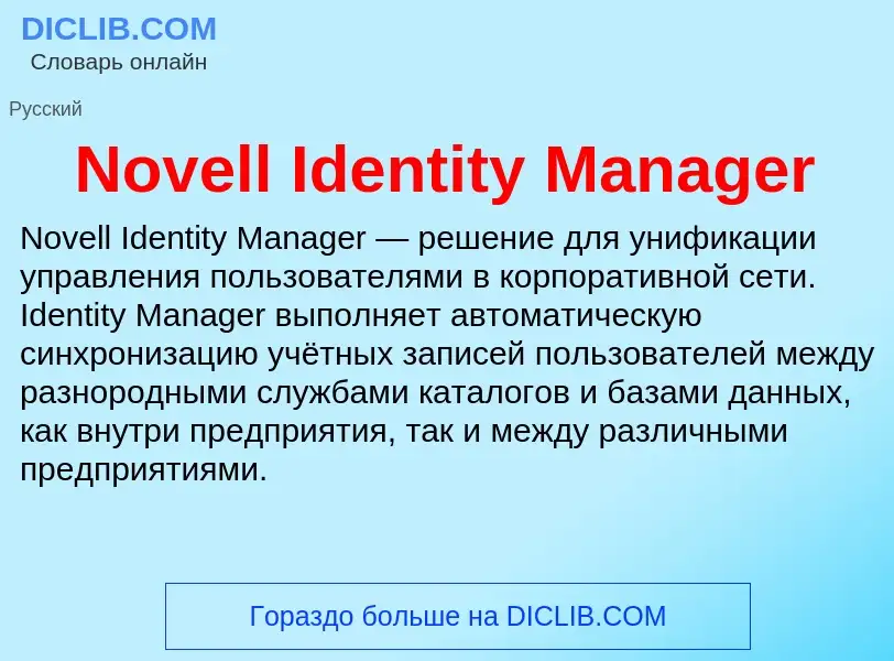 Что такое Novell Identity Manager - определение