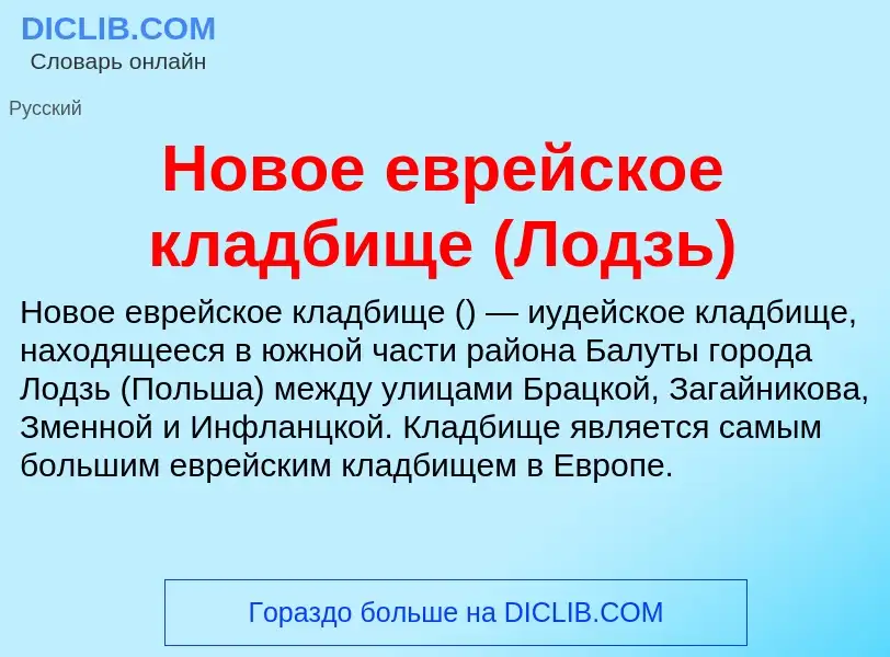 Что такое Новое еврейское кладбище (Лодзь) - определение