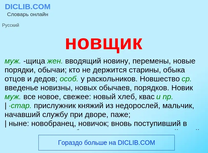 Что такое новщик - определение