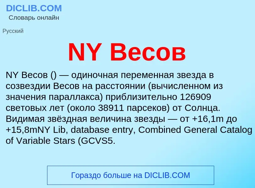 Что такое NY Весов - определение