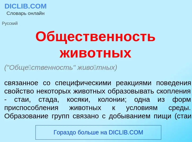 ¿Qué es Общ<font color="red">е</font>ственность жив<font color="red">о</font>тных? - significado y d