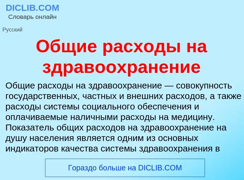 What is Общие расходы на здравоохранение - meaning and definition