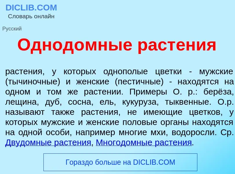 Что такое Однод<font color="red">о</font>мные раст<font color="red">е</font>ния - определение