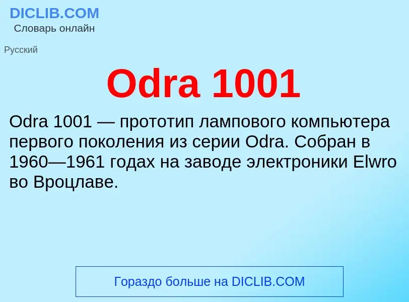 Τι είναι Odra 1001 - ορισμός