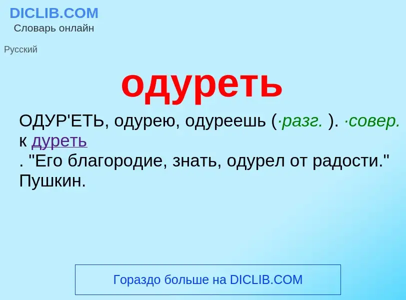 What is одуреть - meaning and definition