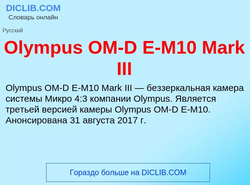 Wat is Olympus OM-D E-M10 Mark III - definition