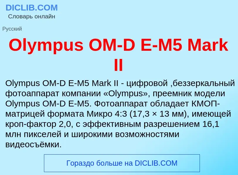 Wat is Olympus OM-D E-M5 Mark II - definition