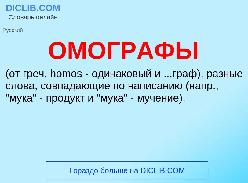 O que é ОМОГРАФЫ - definição, significado, conceito