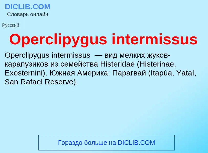 Что такое Operclipygus intermissus - определение