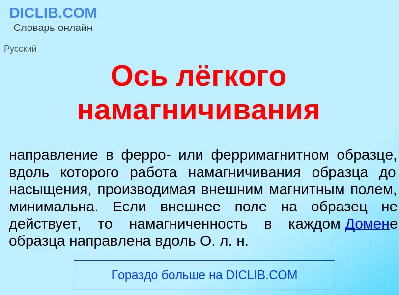 ¿Qué es Ось лёгкого намагн<font color="red">и</font>чивания? - significado y definición