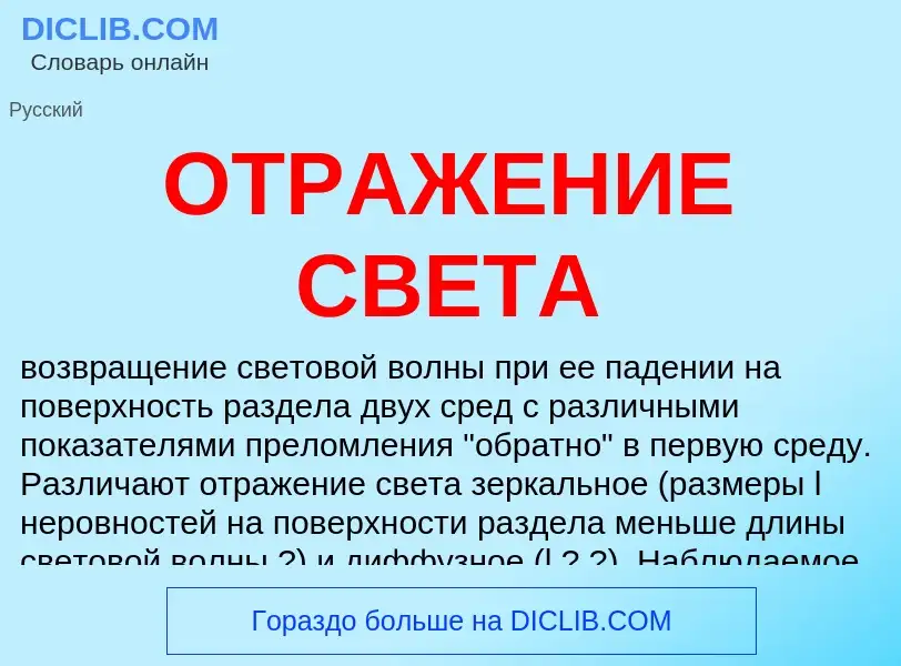 What is ОТРАЖЕНИЕ СВЕТА - meaning and definition