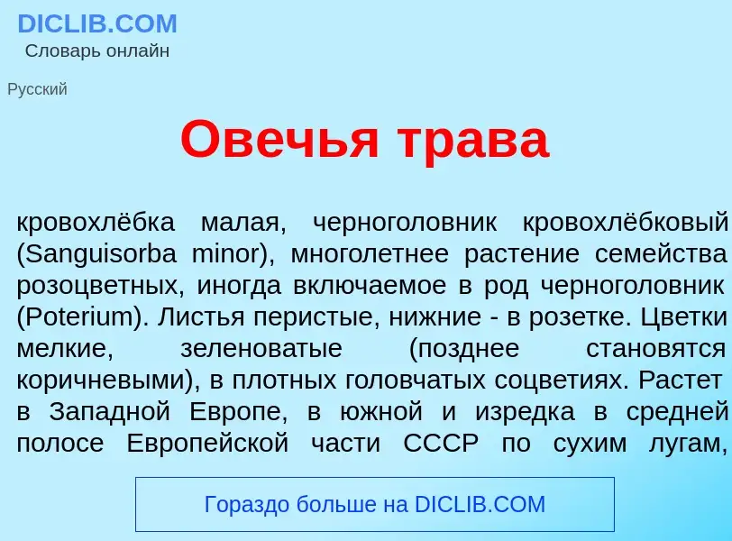 ¿Qué es Ов<font color="red">е</font>чья трав<font color="red">а</font>? - significado y definición