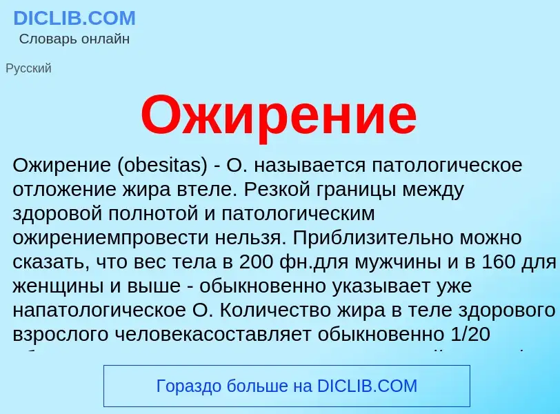 Что такое Ожирение - определение