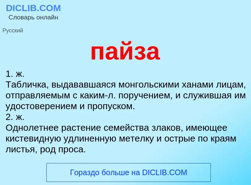 ¿Qué es пайза? - significado y definición