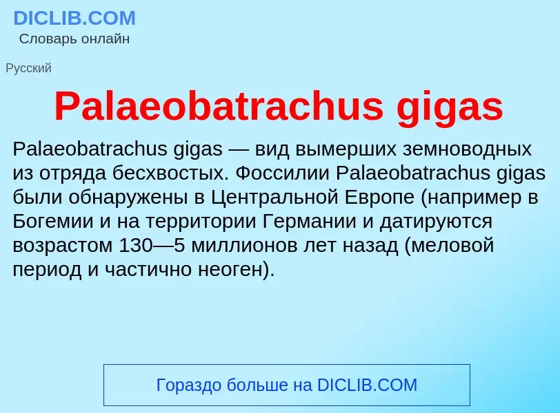 What is Palaeobatrachus gigas - meaning and definition