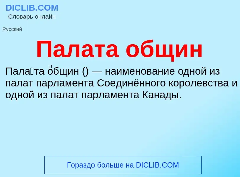 Che cos'è Палата общин - definizione