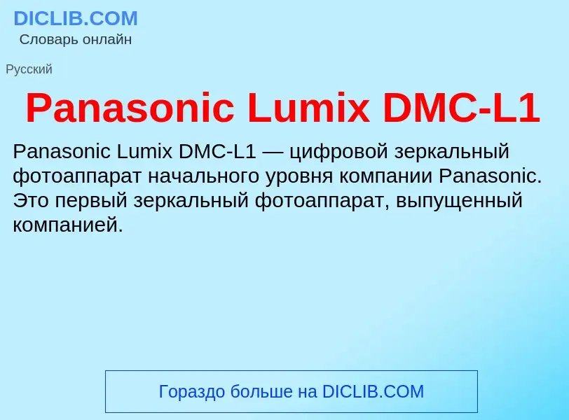 What is Panasonic Lumix DMC-L1 - meaning and definition