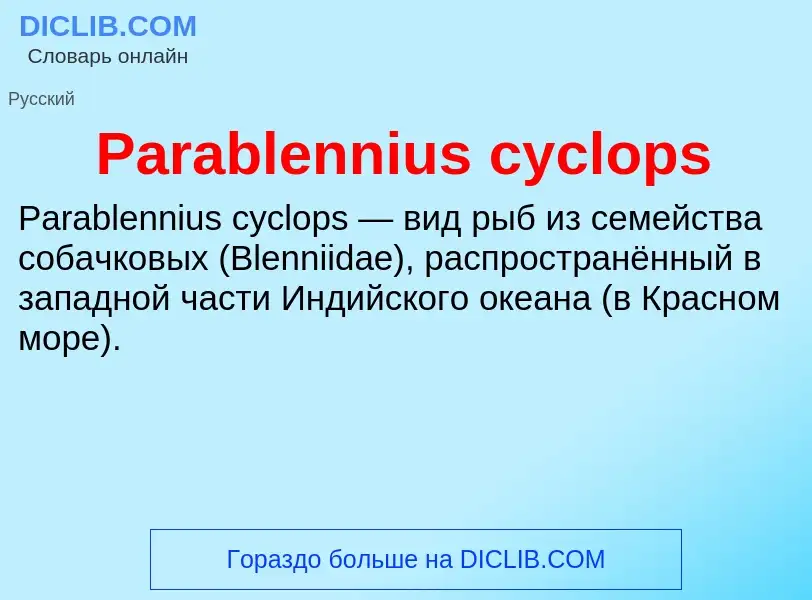 ¿Qué es Parablennius cyclops? - significado y definición