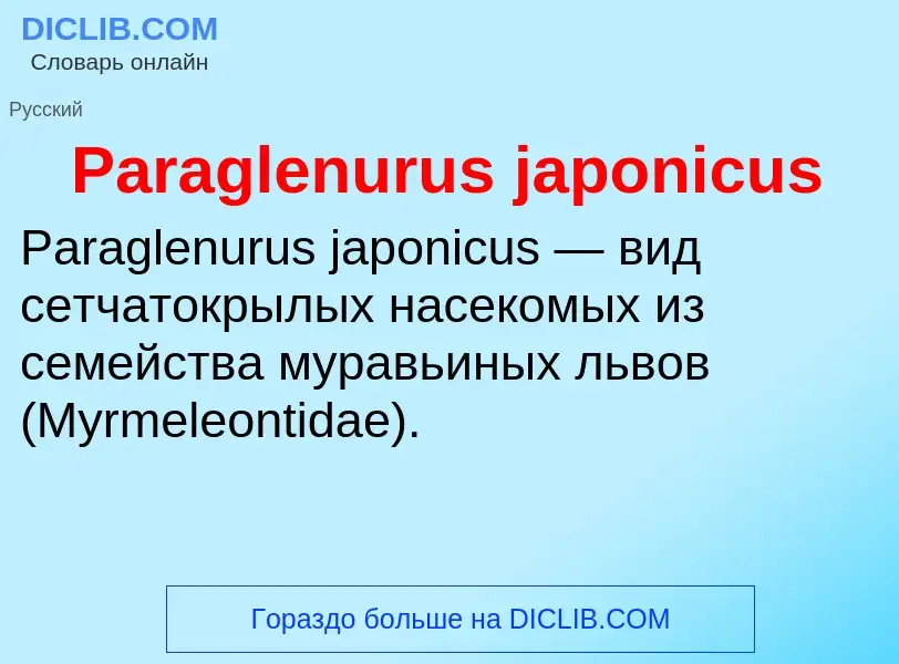 ¿Qué es Paraglenurus japonicus? - significado y definición