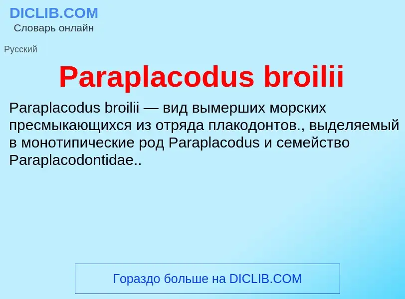 ¿Qué es Paraplacodus broilii? - significado y definición