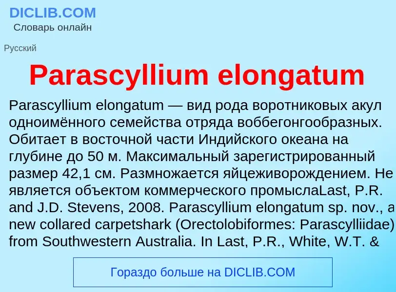 ¿Qué es Parascyllium elongatum? - significado y definición