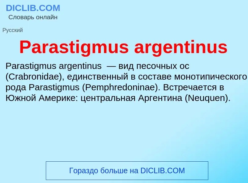 ¿Qué es Parastigmus argentinus? - significado y definición