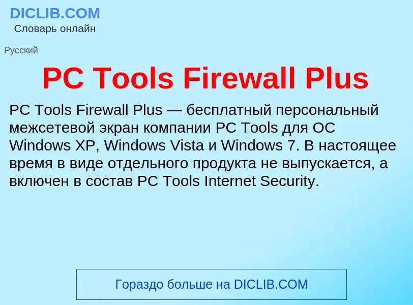 Что такое PC Tools Firewall Plus - определение