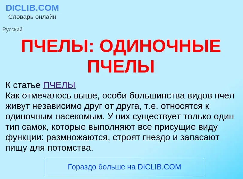 Что такое ПЧЕЛЫ: ОДИНОЧНЫЕ ПЧЕЛЫ - определение