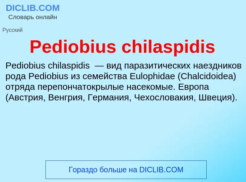 ¿Qué es Pediobius chilaspidis? - significado y definición